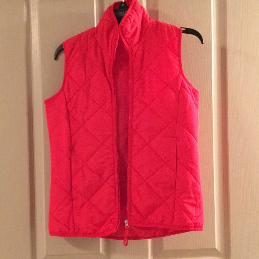 never worn red quilted vest